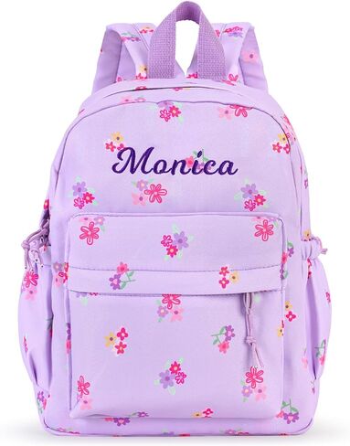 MT WORLD Daycare Backpack Personalized Small Backpack with Embroidered Name - Purple Travel Backpacks with Wildflowers - Custom Floral Diaper Daycare Bag for Overnight Travel Birthday Gifts in Saudi Arabia