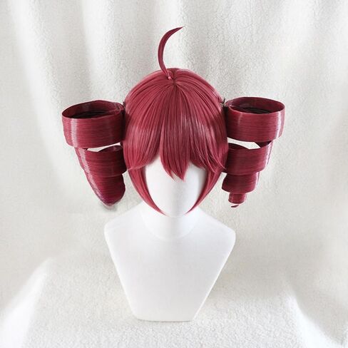 Anime Cosplay Wig Anti-Gravity Twin Tails Synthetic Wig Comic Convention Costume Hair for Halloween Party (Dark Red) in Saudi Arabia
