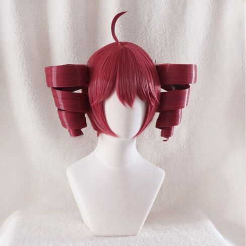Anime Cosplay Wig Anti-Gravity Twin Tails Synthetic Wig Comic Convention Costume Hair for Halloween Party (Dark Red) in Saudi Arabia