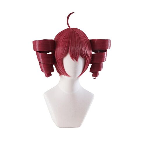 Anime Cosplay Wig Anti-Gravity Twin Tails Synthetic Wig Comic Convention Costume Hair for Halloween Party (Dark Red) in Saudi Arabia