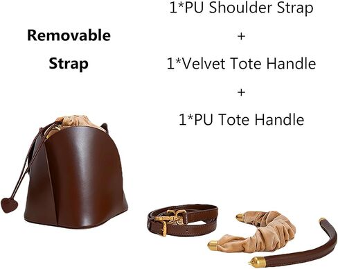 PU Leather Bucket Bag for Women Vintage Drawstring Tote Bag with Removable Shoulder Strap in Saudi Arabia