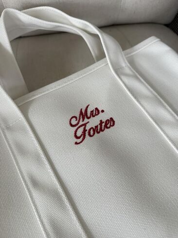 White Canvas Tote Bag, Personalized Embroidered Mrs. Tote, Gift For Bride, Bridal Shower, Bachelorette in Saudi Arabia