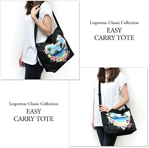 حقيبة يد LeSportsac Aloha Sunrise HAWAII حصرية سهلة الحمل + حقيبة يد بمقبض علوي، طراز 2431/لون K586، طباعة موضعية - زهور ليو الاستوائية النابضة بالحياة وأشجار النخيل، طباعة Aloha من الأمام والخلف in Kuwait