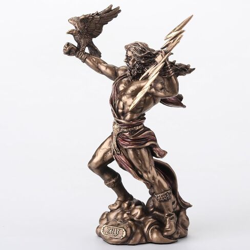 Veronese Design 4 3/8 Zeus Greek God of The Sky Holding Thunderbolt Hand Painted Resin Sculpture in Kuwait