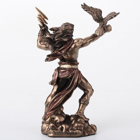 Veronese Design 4 3/8 Zeus Greek God of The Sky Holding Thunderbolt Hand Painted Resin Sculpture in Kuwait