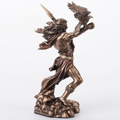 Veronese Design 4 3/8 Zeus Greek God of The Sky Holding Thunderbolt Hand Painted Resin Sculpture in Kuwait