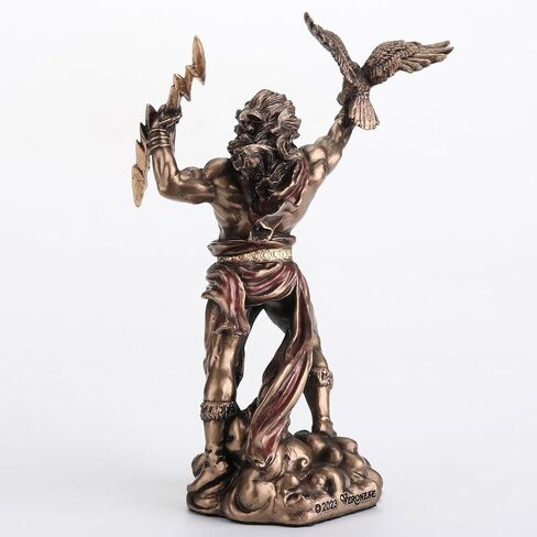 Veronese Design 4 3/8 Zeus Greek God of The Sky Holding Thunderbolt Hand Painted Resin Sculpture in Kuwait