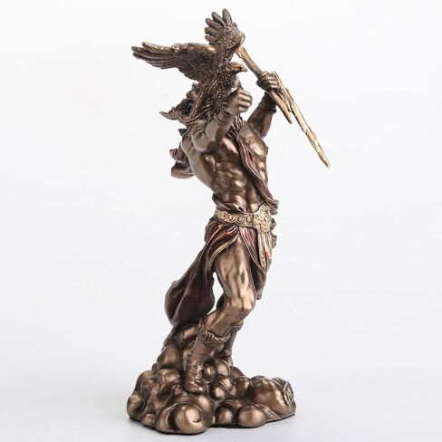 Veronese Design 4 3/8 Zeus Greek God of The Sky Holding Thunderbolt Hand Painted Resin Sculpture in Kuwait