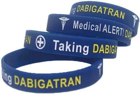 4 Pack Medical Alert Wristbands for Dabigatran – Emergency ID Silicone Bracelets for Men and Women – Medical Alert Taking Dabigatran – Dark Blue in Saudi Arabia