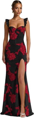Floral Prom Dresses 2026 Spaghetti Straps Mermaid Bridesmaid Dress with Slit Long Corset Formal Dress in Saudi Arabia