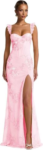 Floral Prom Dresses 2026 Spaghetti Straps Mermaid Bridesmaid Dress with Slit Long Corset Formal Dress in Saudi Arabia