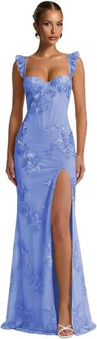 Floral Prom Dresses 2026 Spaghetti Straps Mermaid Bridesmaid Dress with Slit Long Corset Formal Dress in Saudi Arabia