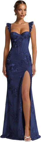 Floral Prom Dresses 2026 Spaghetti Straps Mermaid Bridesmaid Dress with Slit Long Corset Formal Dress in Saudi Arabia