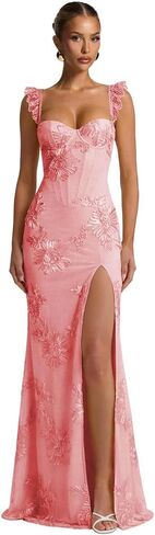 Floral Prom Dresses 2026 Spaghetti Straps Mermaid Bridesmaid Dress with Slit Long Corset Formal Dress in Saudi Arabia
