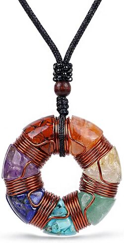 Day Day Up 7 Chakra Orgonite Pendant Necklace - Energy Healing Crystal Stone Pendant with Copper Wire Coil, Handmade Yoga Meditation Jewelry in Saudi Arabia