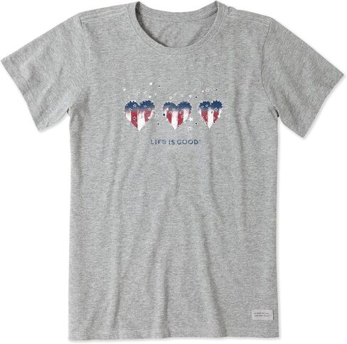 Life is Good Women's Crusher Tee Shirt, Short Sleeve Cotton Graphic T-Shirts, Americana Hearts Stars and Stripes in Kuwait