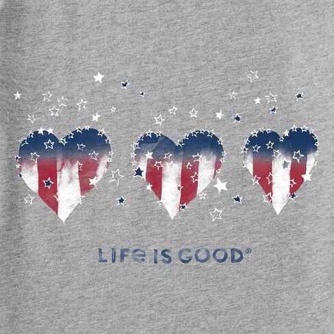 Life is Good Women's Crusher Tee Shirt, Short Sleeve Cotton Graphic T-Shirts, Americana Hearts Stars and Stripes in Kuwait
