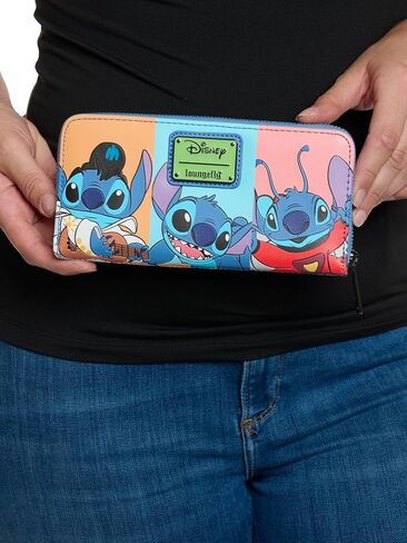 محفظة نسائية من Loungefly Disney Stitch متعددة الألوان مطبوعة بسحاب حول حقيبة اليد in Kuwait