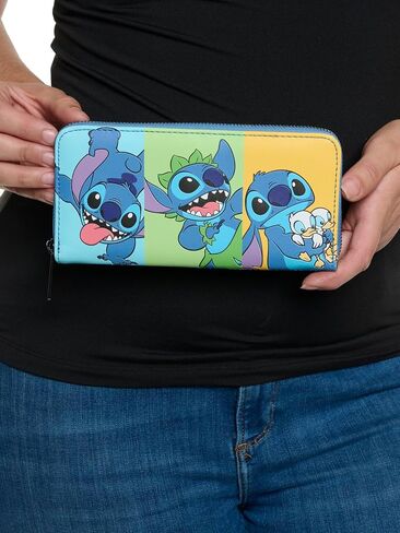 محفظة نسائية من Loungefly Disney Stitch متعددة الألوان مطبوعة بسحاب حول حقيبة اليد in Kuwait