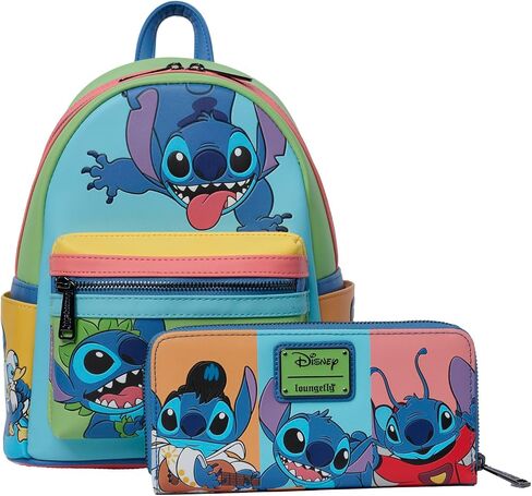 محفظة نسائية من Loungefly Disney Stitch متعددة الألوان مطبوعة بسحاب حول حقيبة اليد in Kuwait