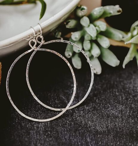 Extra Large Hoop Earrings Hammered Sterling Silver XL in Saudi Arabia