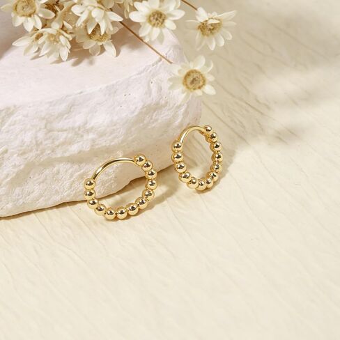 BOMAIL 9 Pairs 14K Gold Plated Huggie Hoop Earrings for Women | Small Stud Earrings Set,Cartilage Earring Stacks,Cute Dainty Jewelry,Lightweight, Gift with Box in Kuwait