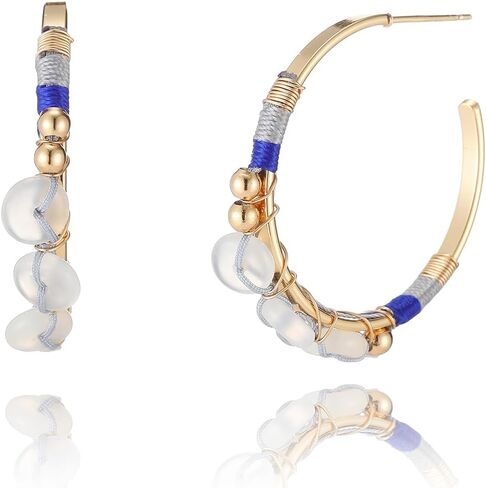 Boho Turquoise Bead Earrings for Women, Natural Stone Trendy Summer Beach Jewelry Gift in Kuwait