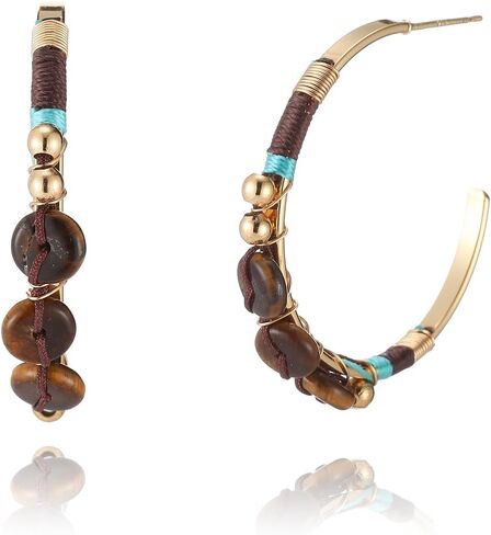 Boho Turquoise Bead Earrings for Women, Natural Stone Trendy Summer Beach Jewelry Gift in Kuwait
