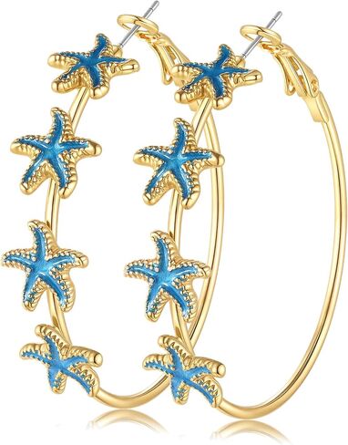 ANGLESJELL Ocean Earrings for Women Starfish Seashell Hoop Earrings Summer Beach Vacation Jewelry Accessories Outfits Gifts in Saudi Arabia