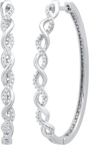 Dazzlingrock Collection 0.18 Carat Round White Diamond Swirl Hoop Earrings for Women in 925 Sterling Silver in Kuwait
