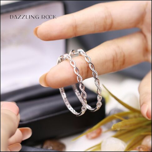 Dazzlingrock Collection 0.18 Carat Round White Diamond Swirl Hoop Earrings for Women in 925 Sterling Silver in Kuwait