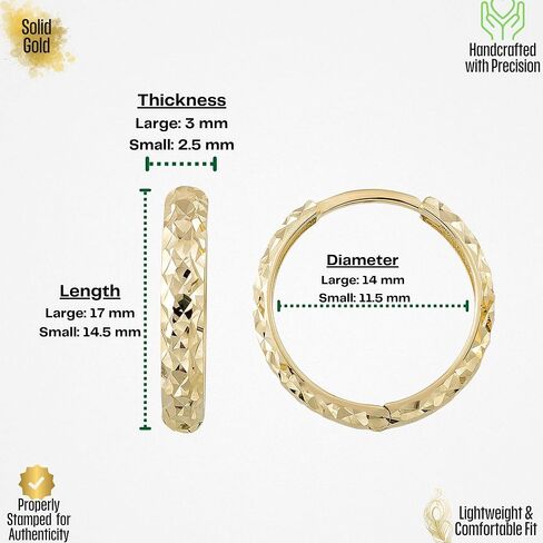 14K Solid Gold Hoop Huggie Earrings for Women,Diamond Cut Tiny Moon Earrings,Hypoallergenic, Gift for Her in Saudi Arabia