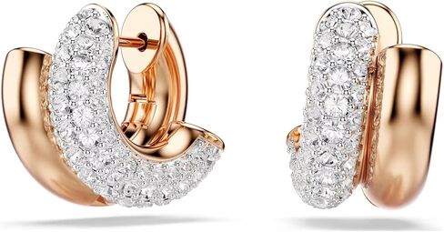 Swarovski Dextera hoop earrings, Round cut, Mini, White, Rose gold-tone plated in Kuwait