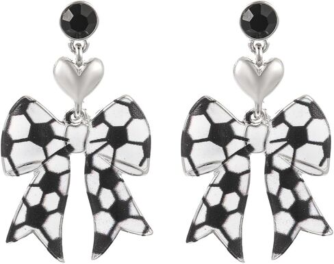 Soccer Dangle Earrings for Women | Patriotic American Flag Soccer Heart Bow Drop Earrings | Sport Jewelry Gift in Saudi Arabia