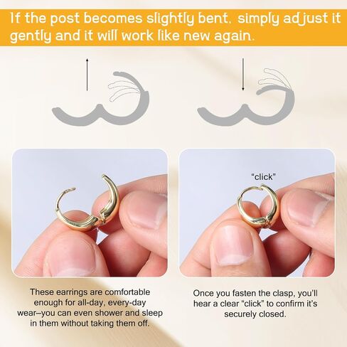 6 Pairs Stylish Gold Hoop Earrings for Women 14K Gold Plated Chunky Earrings & Huggie Earrings Collection Modern Open Hoop Style Hypoallergenic All-Day Wear Earrings Jewelry for Presents in Saudi Arabia