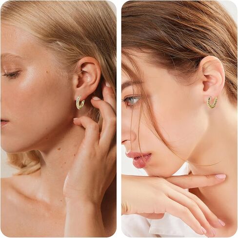 6 Pairs Stylish Gold Hoop Earrings for Women 14K Gold Plated Chunky Earrings & Huggie Earrings Collection Modern Open Hoop Style Hypoallergenic All-Day Wear Earrings Jewelry for Presents in Saudi Arabia
