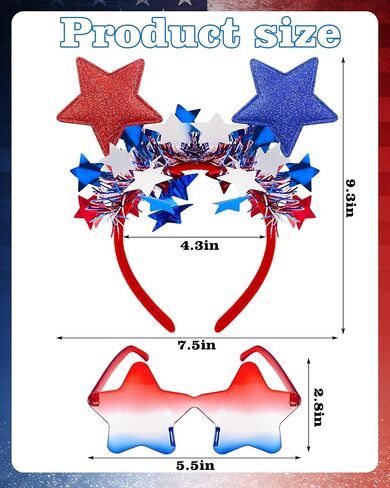 BleSky 2PCS Red White and Blue Headband 4th of July Headband for Women Patriotic Memorial Day Parade Halloween Party Favors in Saudi Arabia