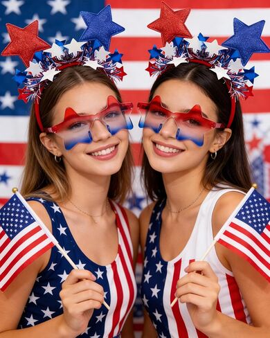 BleSky 2PCS Red White and Blue Headband 4th of July Headband for Women Patriotic Memorial Day Parade Halloween Party Favors in Saudi Arabia