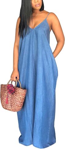 Maxi Dresses for Women Sexy Casual Spaghetti Strap Long Summer Sundress with Pockets in Saudi Arabia