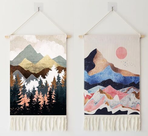 2Pcs Printed Wall Tapestry Hanging Decor, 14x24" Cotton Prints Boho Chic Bohemian Morocco Landscape Scenery Tapestries Poster Art Gift for Apartment Dorm Kids Livingroom Bedroom Door Entrance in Saudi Arabia