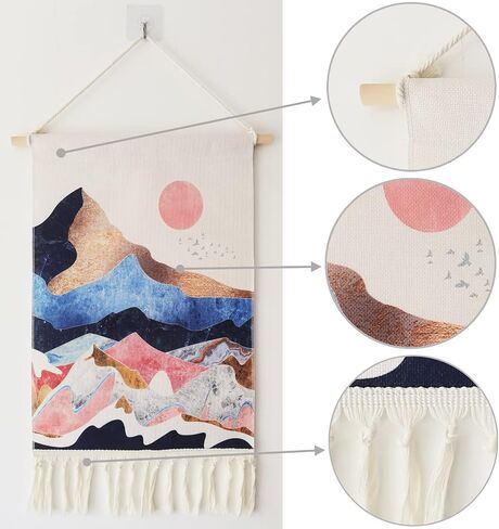 2Pcs Printed Wall Tapestry Hanging Decor, 14x24" Cotton Prints Boho Chic Bohemian Morocco Landscape Scenery Tapestries Poster Art Gift for Apartment Dorm Kids Livingroom Bedroom Door Entrance in Saudi Arabia