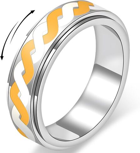 Fidget Spinner Ring for Women - ‌Infinity Ring with Braided Design Stainless Steel Anxiety Relief Rings, Eternal Love & Connection‌, Promise Jewelry Gifts for Engagement Anniversary (Gold, 6) in Saudi Arabia