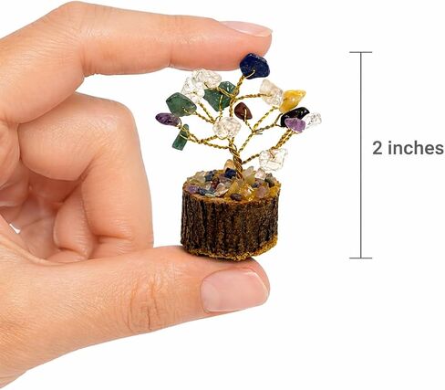 7 Chakra Crystal Tree for Home Decor | Handcrafted Gemstone Bonsai Tree for Positive Energy, Vastu & Gifting | Wooden Base (Multi Color Small) in Kuwait