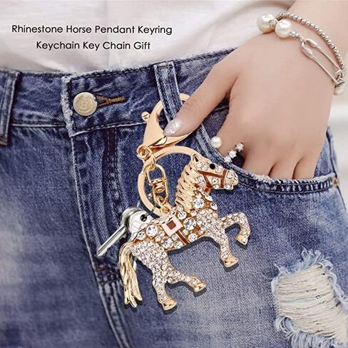 Bestdays Crystal Key Ring Rhinestone Horse Keychain for Women and Men, Animal Purse Charm Pendant for Handbags, Wallets, and Bags in Saudi Arabia