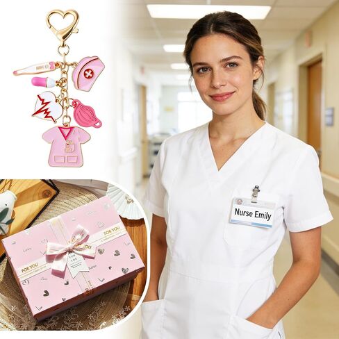 Nurse Keychain Gifts for Women, Pink Nurse Accessories, Nurse Bag Charms for Nurses Day & Graduation in Saudi Arabia