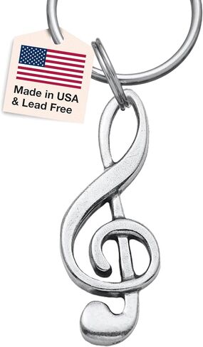 DANFORTH – Music Note Keyring, 2" – G Clef - Lanyard, Bag & Backpack Keychains For Men, Women, Teens – Marching Band, Rock Band, Musician & DJ Charms – Split Key Ring – Made In USA in Kuwait