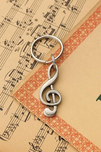 DANFORTH – Music Note Keyring, 2" – G Clef - Lanyard, Bag & Backpack Keychains For Men, Women, Teens – Marching Band, Rock Band, Musician & DJ Charms – Split Key Ring – Made In USA in Kuwait