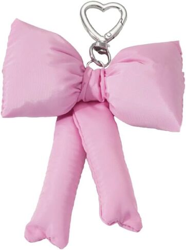 Pink Bow Keychain Bag Purse Charms, Fabric Bowknot Plaid Keyring for Women, Y2K Aesthetic Bow Backpack Accessories in Saudi Arabia