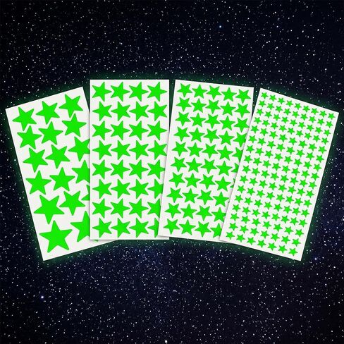 596pcs Glow in The Dark Stars for Ceiling,Glow in The Dark Star Stickers Light Green Star Ceiling Stickers for Kids Bedding Room Nursery Wall Decor Party Decoration(8 Sheets,4 Sizes) in Saudi Arabia
