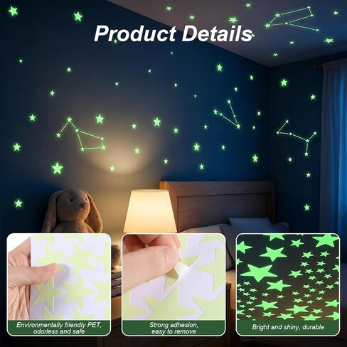 596pcs Glow in The Dark Stars for Ceiling,Glow in The Dark Star Stickers Light Green Star Ceiling Stickers for Kids Bedding Room Nursery Wall Decor Party Decoration(8 Sheets,4 Sizes) in Saudi Arabia